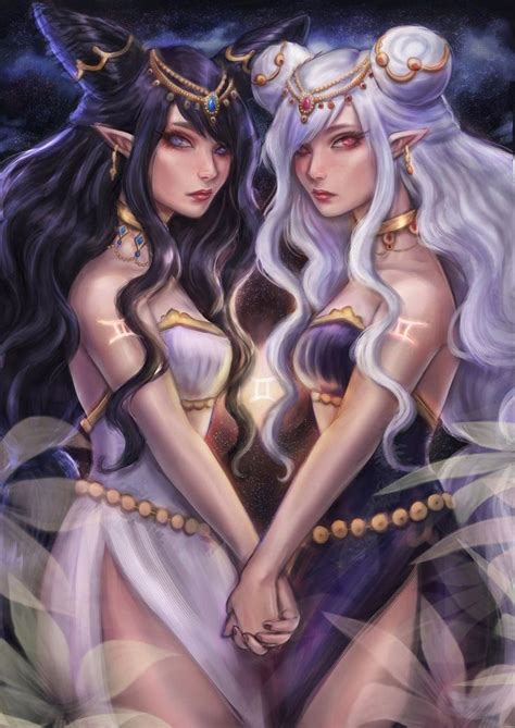 Gemini twins | Zodiac gemini art, Gemini art, Digital art girl