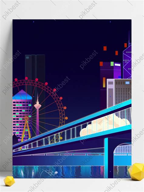 Blue Style City Night Illustration Background | PSD Backgrounds Free ...