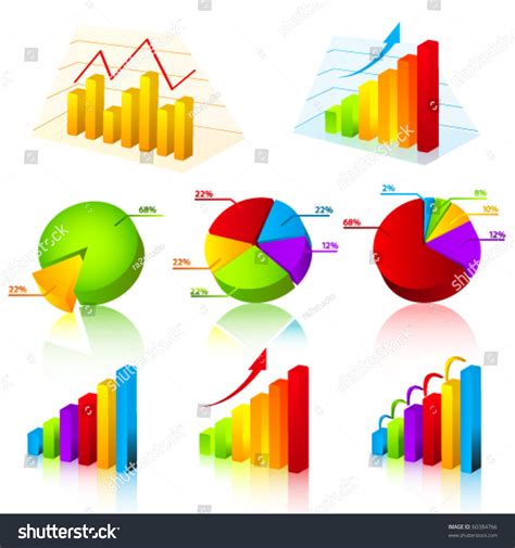 Three Dimensional Colorful Chart Collection Stock Vector Illustration ...