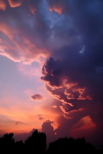 Premium Photo | Beautiful clouds at sunset at skyscraper purple sunset and silhouetted clouds