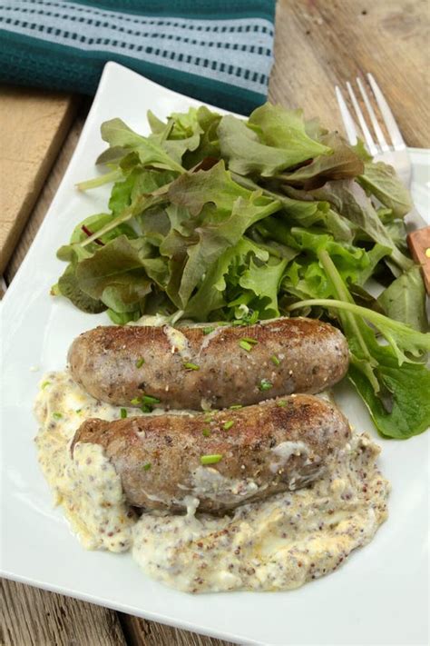 Andouillette with Mustard Sauce Stock Photo - Image of plate ...