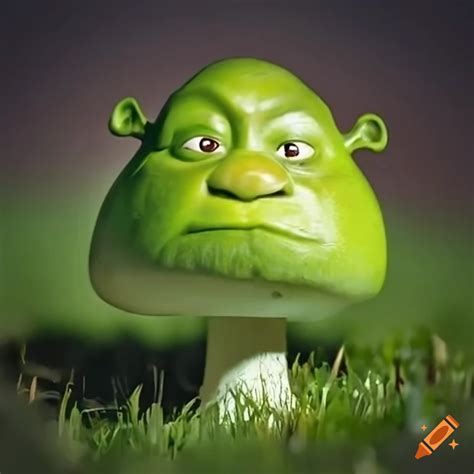 Green mushroom with shrek ears on Craiyon