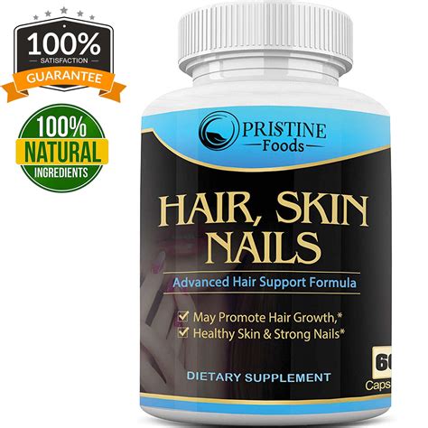 Pristine Food's Hair, Skin, Nails Vitamins – Biotin to Make Your Hair Grow & Skin Glow with 20 ...