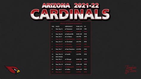 2021-2022 Arizona Cardinals Wallpaper Schedule