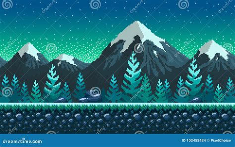 Pixel Art Seamless Background. Stock Vector - Illustration of ...