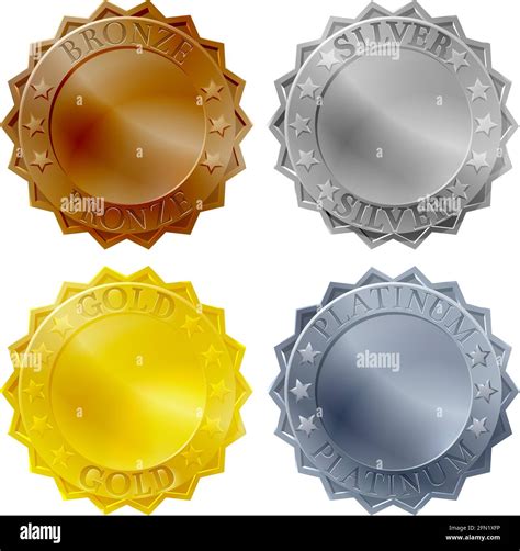 Medals Bronze Silver Gold Platinum Icon Set Stock Vector Image & Art - Alamy