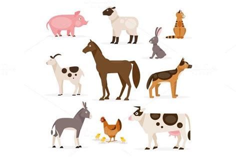 Set of farm animals. Vector by artbesouro on @creativemarket Free Vector Graphics, Free Vector ...