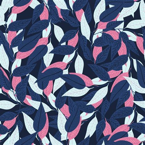 Premium Vector | Floral seamless pattern on dark blue background.