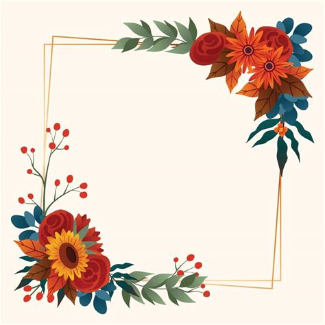 Fall Flowers Border Clip Art