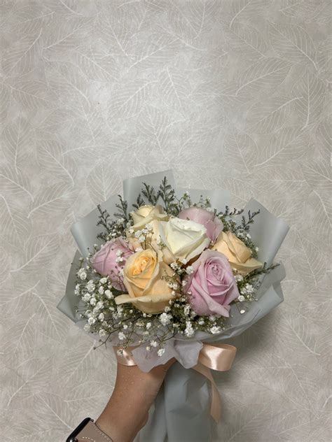 Fresh Pastel Rose Flower Bouquet, Hobbies & Toys, Stationery & Craft, Flowers & Bouquets on ...