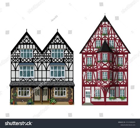 German Halftimbered Houses Traditional Bavarian Architecture Stock ...