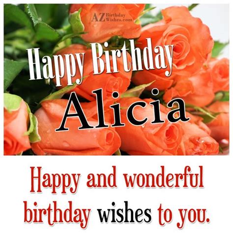 Happy Birthday Alicia - AZBirthdayWishes.com