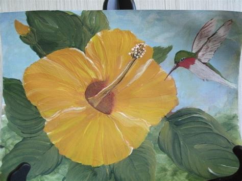 hibiscus and hummingbird | Painting, Hibiscus, Art