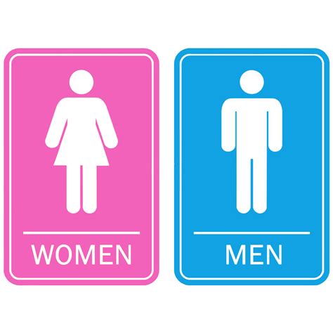 Restroom Comfort Room Women Men - Blue Pink - Laminated Signage Waterproof - 5 x 8 inches ...