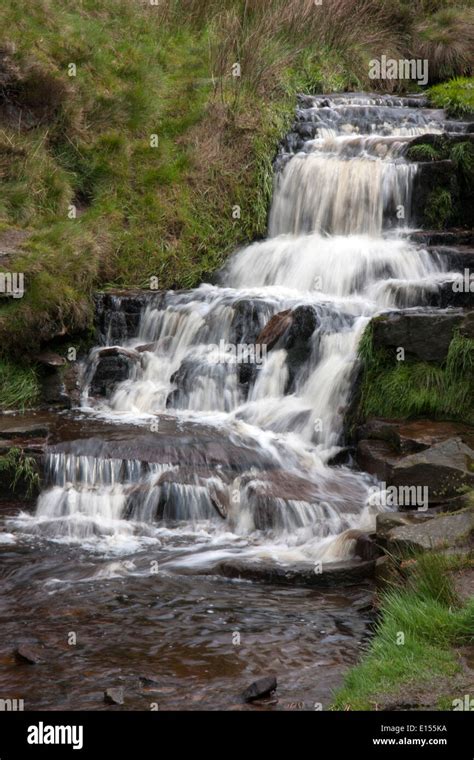 Kinder River waterfall at Nether North Grain Kinder Scout Derbyshire UK Stock Photo - Alamy