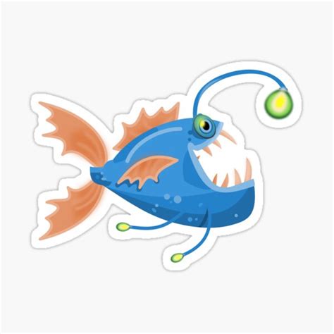 "Angler Fish with Light Bulb Cartoon" Sticker for Sale by studiopico ...