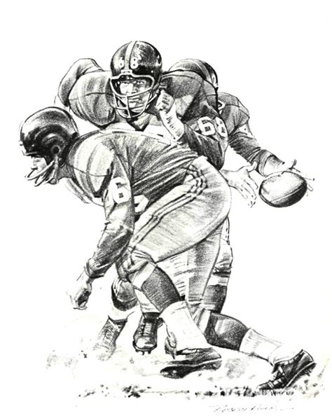 Robert Riger drawing for Sports Illustrated, 1961 Football Art, School Football, Vintage ...