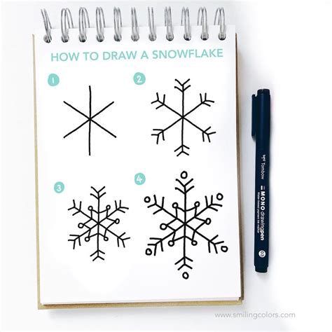 How to Draw a Snowflake 6 Easy ways VIDEO + Printable! | Snowflakes drawing, Snowflake drawing ...