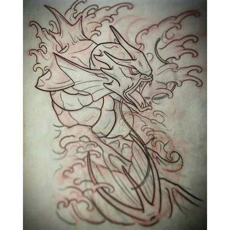 Sketch for an upcoming Gyarados Tattoo | Remington Tattoo Parlor