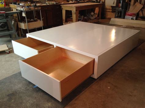 Hand Crafted King Size Platform Bed With Drawers by Bear Mountain Woodworking, Inc. | CustomMade.com