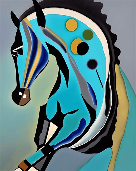 Horse out of the Blue Abstract Painting Turquoise Papillon · Creative ...