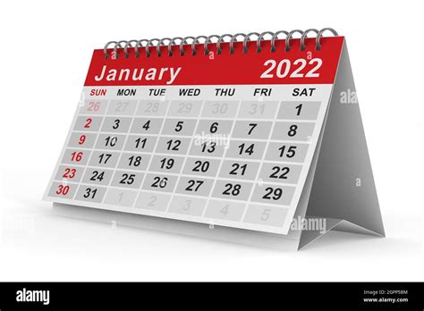 2022 year. Calendar for January. Isolated 3D illustration Stock Photo ...