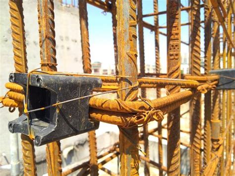 Photo about cover block provided reinforcement shear wall construction structural engineering ...