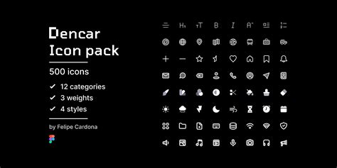 Dencar Icon Pack - 500 FREE icons | Figma