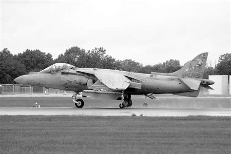 Harrier Jump Jet, Landing on an Airfield Runway Editorial Stock Photo - Image of military, jump ...