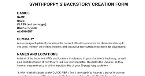 Character Backstory Template (for people who love long backstories) : r/DnD