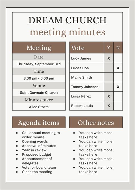 Printable Church Board Meeting Minutes | Google Slides & PPT