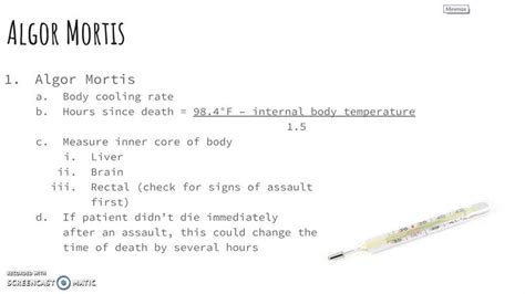 How to Calculate the Time of Death Using the Algor Mortis Worksheet ...