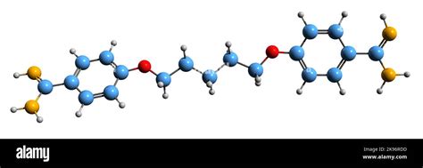 3D image of Pentamidine skeletal formula - molecular chemical structure ...