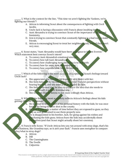 To Kill a Mockingbird Chapter 9 Close Reading Worksheet | Teaching ...