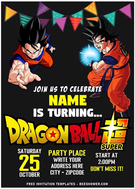 (Free Editable PDF) Dragon Ball Z Super Goku & Vegeta Birthday Invitation Templates | Birthday ...