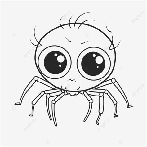 Cute Baby Spider Coloring Page Vector, Basic Simple Cute Cartoon Cute Spiders Outline, Isolated ...