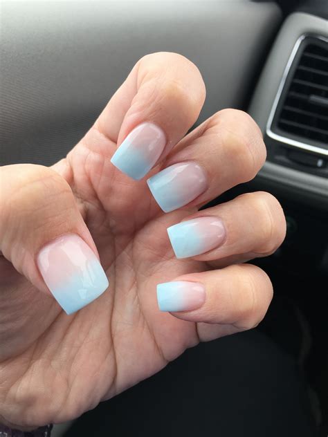 Light blue French fade | Faded nails, Blue acrylic nails, White tip nails