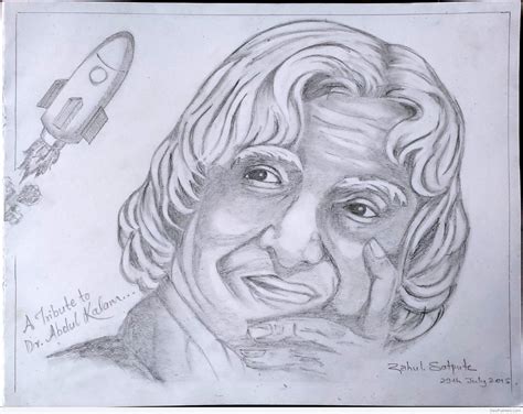 Perfect Pencil Sketch Of Missile Man Late SH.APJ Abdul Kalam Ji - Desi Painters