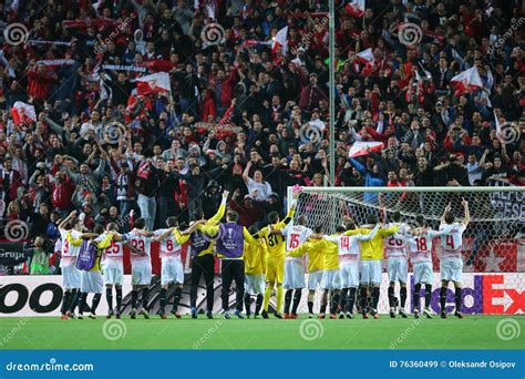 Sevilla FC Players Celebrating with Fans the Victory Editorial Stock ...