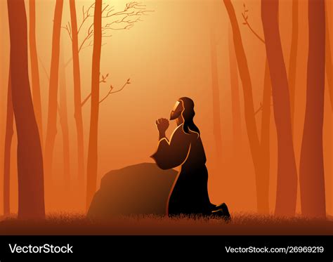 Jesus praying in gethsemane Royalty Free Vector Image