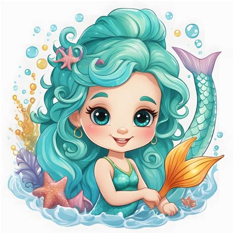 Premium Photo | Watercolor Baby Mermaid