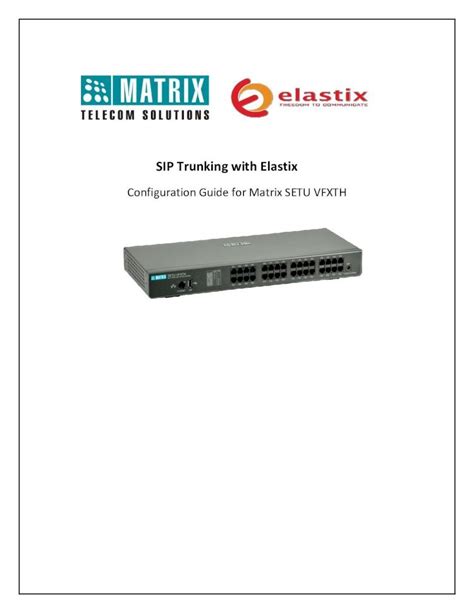 (PDF) SIP Trunking with Elastix...SETU VFXTH configuration guide for ...