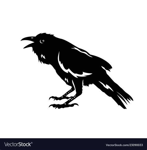 Raven bird silhouette Royalty Free Vector Image