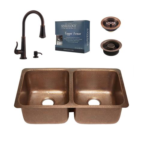 SINKOLOGY Pfister All-in-One Rivera Copper Undermount 32 in. Kitchen ...