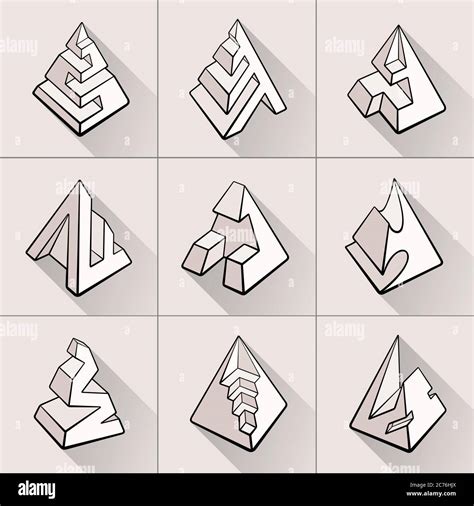 Set of 3D geometric shapes pyramid designs Stock Vector Image & Art - Alamy