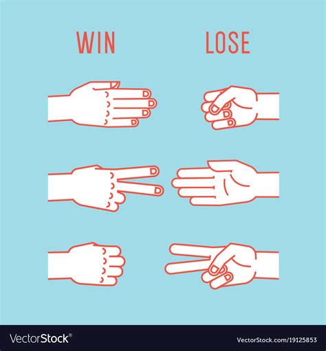 Hand game rock scissors paper rules gestures Vector Image