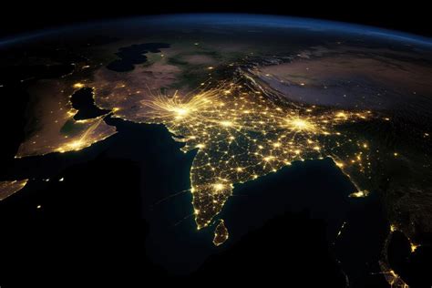 Premium Photo | A satellite image of india at night showing the lights ...