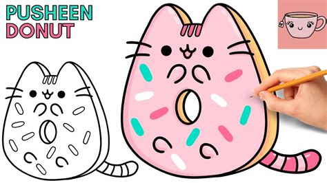 Comment dessiner Pusheen Cat - Beignet saupoudré | Tutoriel de dessin ...