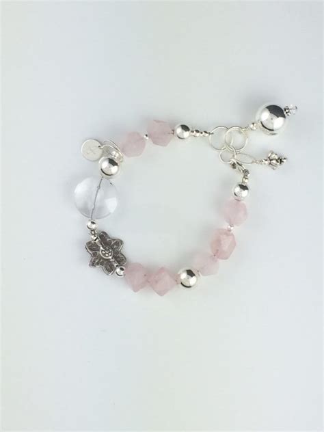 Rose Quartz and Sterling Silver Bracelet | Posh Designs