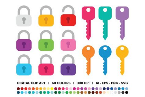 Lock & Key Clipart Set